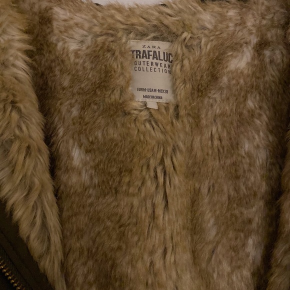 Zara Khaki Fur Lined Winter Parka - Picture 9 of 9